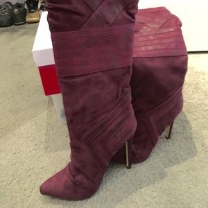 Burgundy knee boots